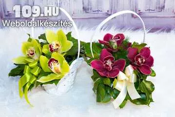 Orchideás virágkosarak többféle színben