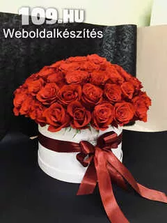 Virágbox 50 szál vörös rózsából